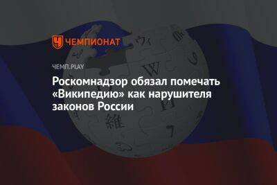 Роскомнадзор обязал помечать «Википедию» как нарушителя законов России - championat.com - Россия - США